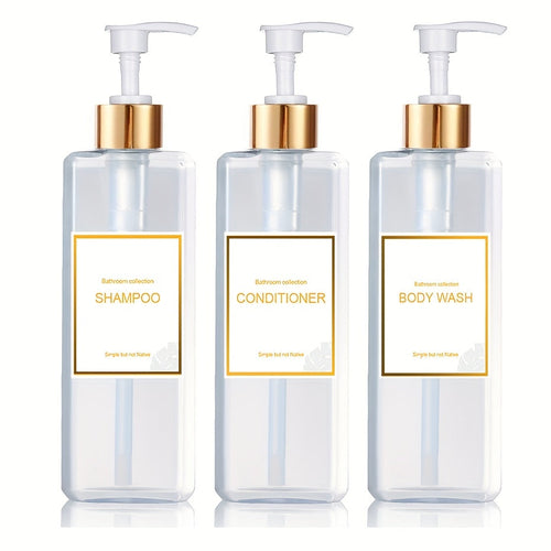 3-Piece Bathroom Soap Dispenser Set with Labels