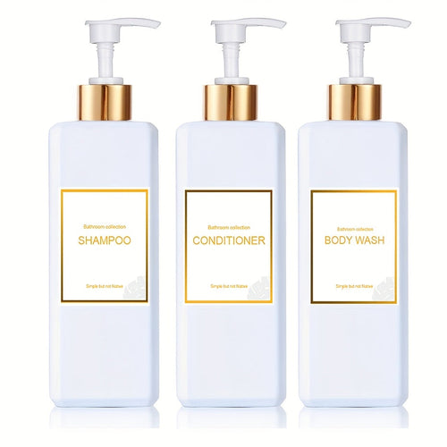 3-Piece Bathroom Soap Dispenser Set with Labels